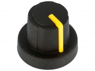 Knob rubber yellow ø18.9x15mm @ electrokit