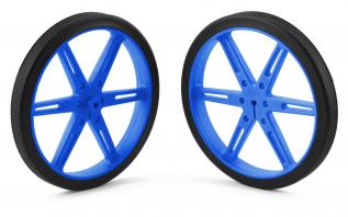 Robot wheels with tires ø80x10mm - blue 2-pack @ electrokit