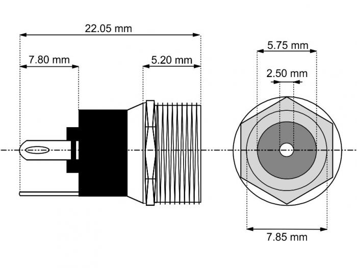 DC-jack 2.5mm chassie round @ electrokit (2 of 2)