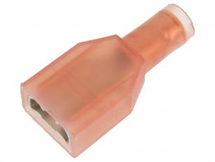 Blade receptacle 6.3 x 0.8mm red insulated @ electrokit