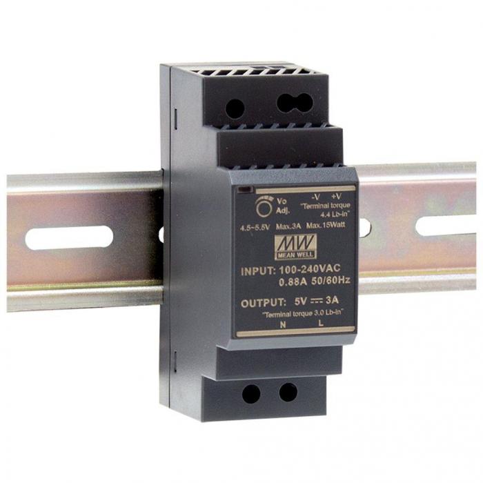 Switchat ntaggregat 24V 1.5A DIN-skena HDR-30-24 @ electrokit (1 av 1)