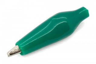 Alligator clip insulated green @ electrokit