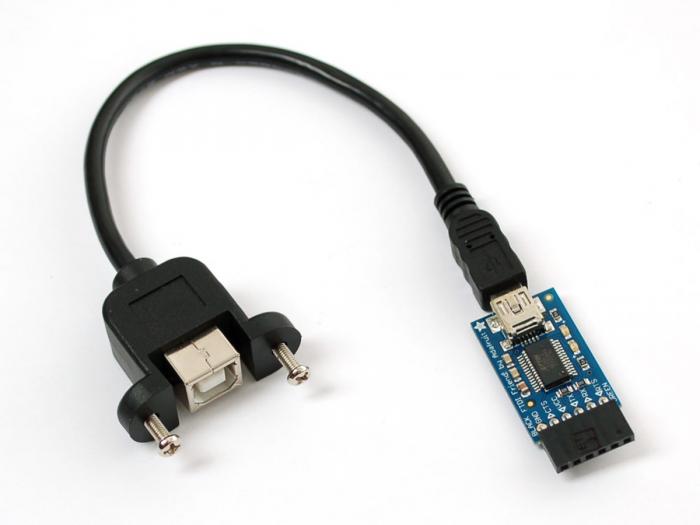 Adapter cable USB-B to Mini-B- panel mounted @ electrokit (2 of 2)