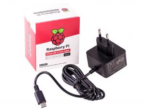 Strömförsörjning 15W USB-C Raspberry Pi 4 svart @ electrokit