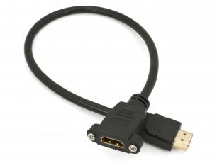 HDMI 1.4 adapter cable male to female - panel mounted @ electrokit
