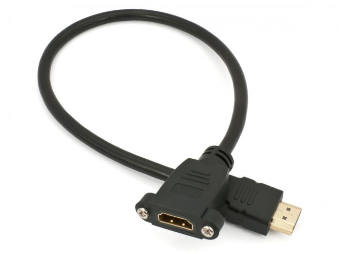 HDMI 1.4 adapter cable male to female - panel mounted @ electrokit (1 of 1)