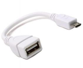 micro-USB hane to USB hona adapter white @ electrokit