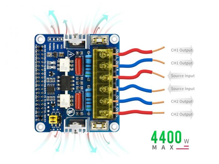 2x Triac HAT fr Raspberry Pi @ electrokit (7 av 11)