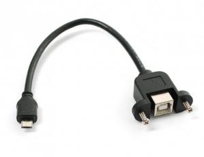 Adapter cable USB-B to Micro-B - panel mounted @ electrokit
