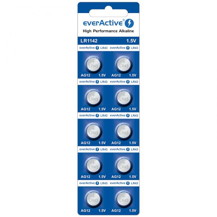 LR43 alkaline button cell 1.5V everActive 10-pack @ electrokit (1 of 1)