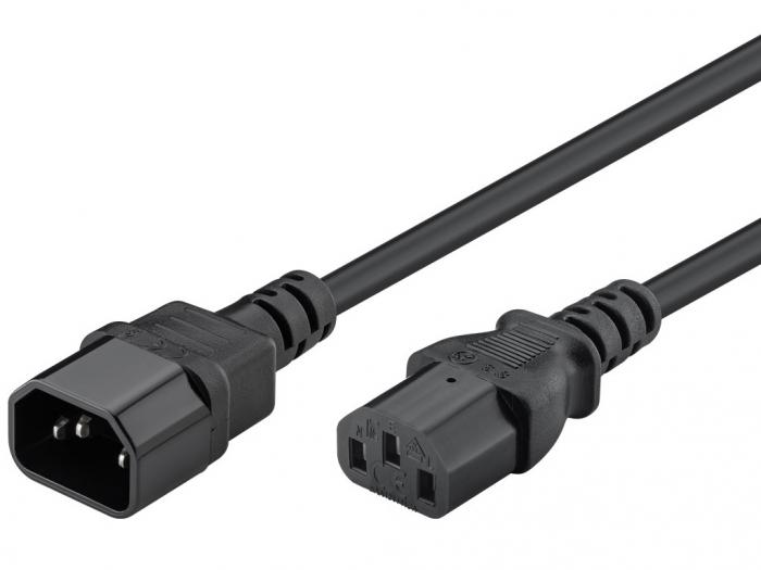 Power cord extension C13 to C12 2m black @ electrokit (1 of 1)
