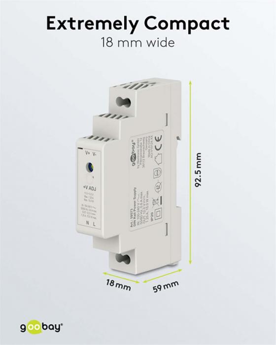 Power Supply 12V 1.25A 15W DIN-Rail @ electrokit (2 of 3)