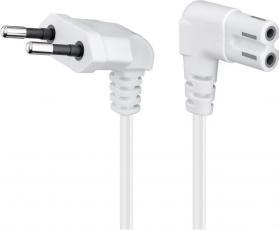 Power cord CEE7/16 angled to C7 angled 1.0m white @ electrokit