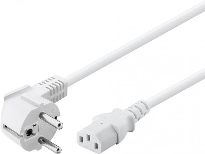 Power cord CEE7/7 angled to C13 3.0m white @ electrokit (1 of 2)