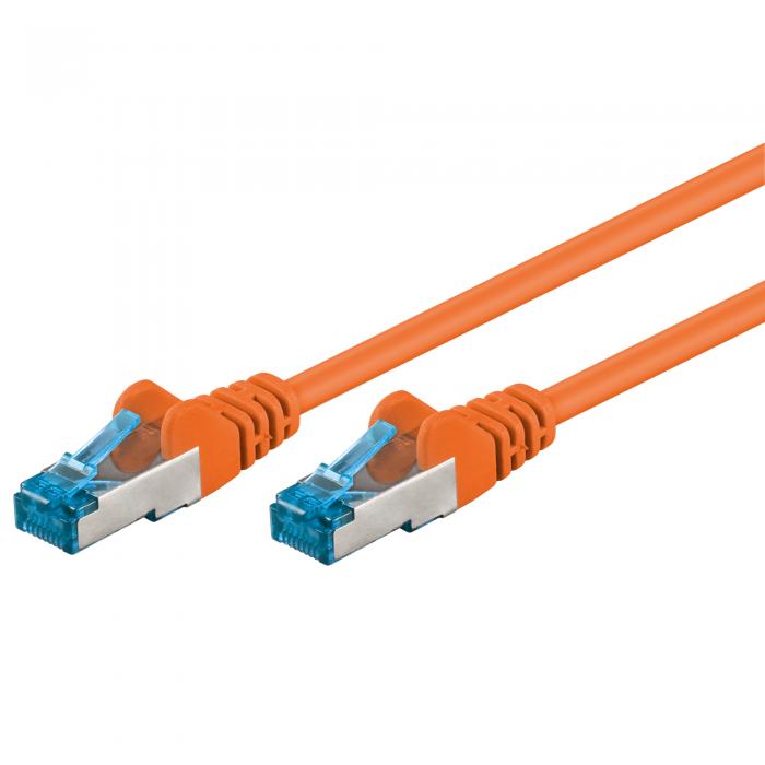 S/FTP Cat6a patch cable 0.25m orange LSZH Cu @ electrokit (1 of 1)