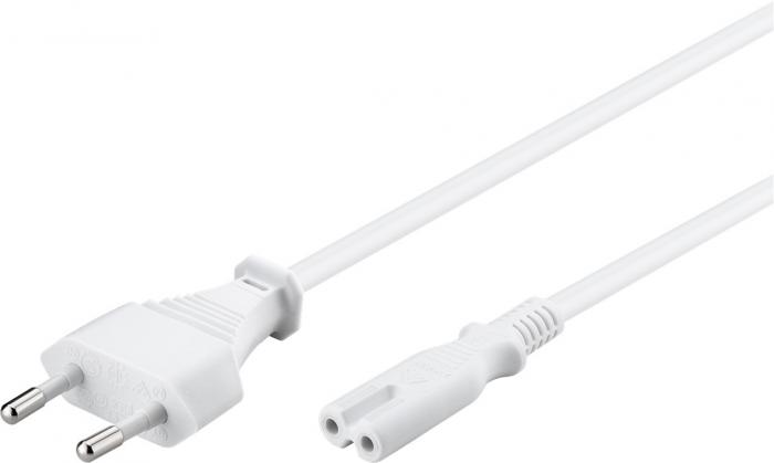 Power cord CEE7/16 to C7 3.0m white @ electrokit (1 of 2)