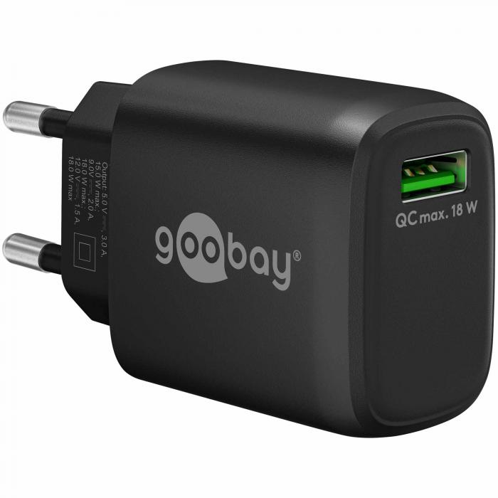 USB fast charger QC 3.0 18W black @ electrokit (1 of 3)