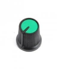 Knob black-green ø14x15mm @ electrokit