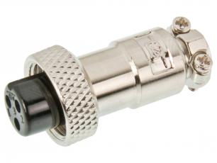 Connector GX12 jack 3-pin @ electrokit