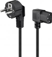 Power cord CEE7/7 angled to C13 angled 1.8m black @ electrokit