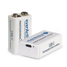 Rechargeable 9V lithium 500 mAh USB-C port @ electrokit