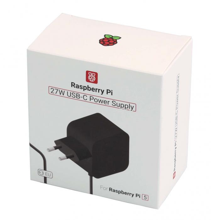 Ntadapter 27W USB-C PD Raspberry Pi 5 svart @ electrokit (2 av 2)