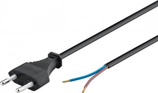 Mains cord CEE7/16 to open end 1.5m black @ electrokit
