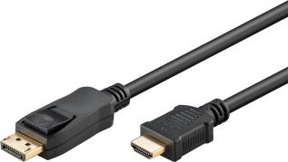 DisplayPort 1.2 till HDMI 1.4 kabel (4K@30Hz) 1m svart @ electrokit