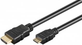 HDMI-kabel mini-C hane till A-hane svart 1m @ electrokit