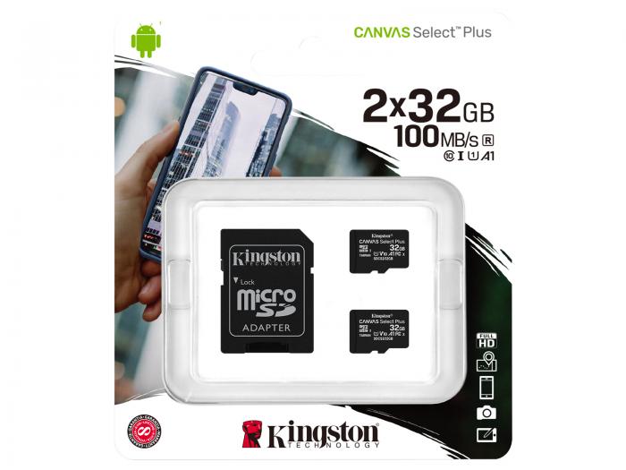 Minneskort microSDHC 32GB Klass 10 A1 - 2-pack @ electrokit