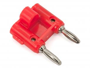 Banana plug 4mm dual red @ electrokit