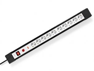 Power strip 10 sockets voltage protection 3m @ electrokit