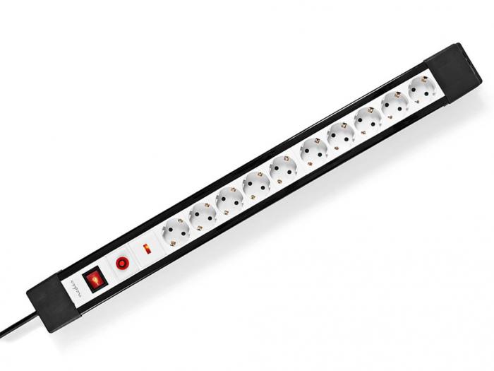 Power strip 10 sockets voltage protection 3m @ electrokit (1 of 2)
