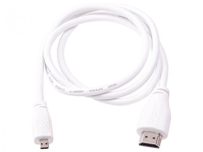 HDMI 2.0 cable male - micro male 1m white Mfg: Raspberry Pi @ electrokit (1 of 3)