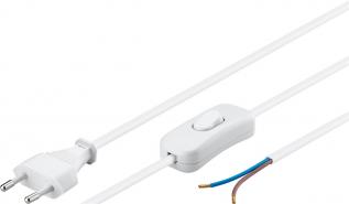 Power cord with switch CEE7/16 to open end 1.5m white @ electrokit