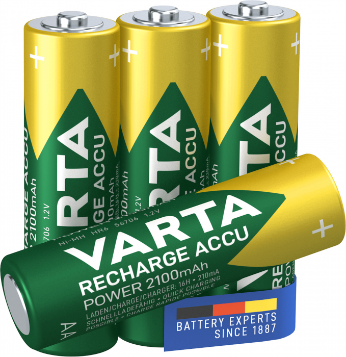 NiMH AA batteri laddbart 1.2V 2100mAh Varta 4-pack @ electrokit (2 av 2)