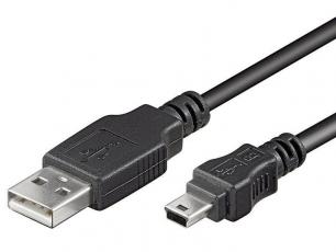 USB-cable A-male - mini B male 1.8m 5-pin @ electrokit
