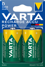NiMH D battery rechargeble 1.2V 3000mAh Varta 2-pack @ electrokit