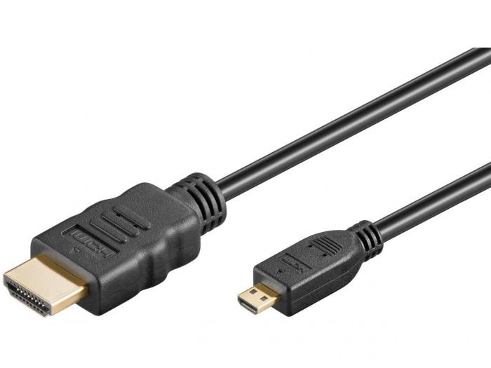 HDMI cable male - micro male 1m black @ electrokit (1 of 1)