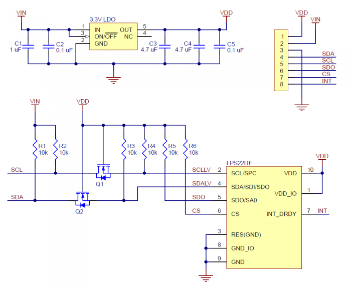LPS22DF Pressure/Altitude Sensor Carrier with Voltage Regulator @ electrokit (5 av 5)