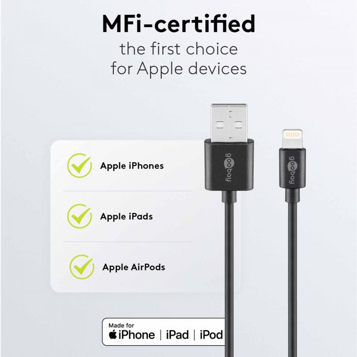 2-port USB-laddare 12W 2.4A fr iPhone svart MFi-certifierad @ electrokit (5 av 5)