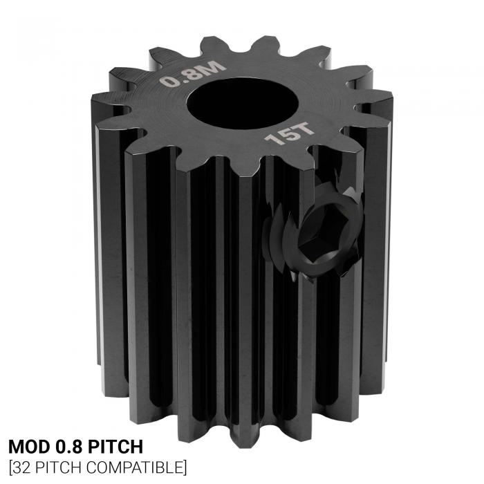 Pinion gear MOD 0.8 15T 5mm @ electrokit (1 of 3)