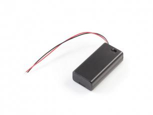 Batterihållare 2xAA box med strömbrytare o sladdar @ electrokit