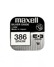 Knappcellsbatteri silveroxid 386 SR43 Maxell @ electrokit