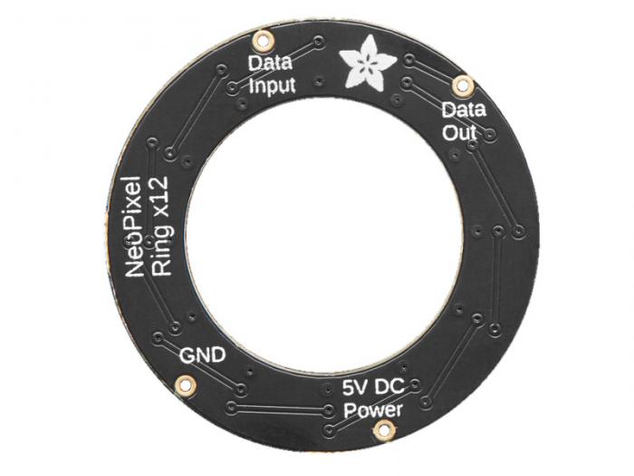 NeoPixel ring 12 RGB LEDs ø37mm @ electrokit