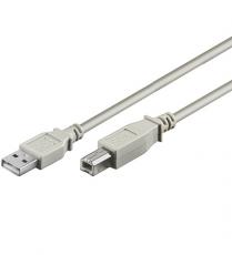 USB 2.0 kabel A-hane - B-hane 3m grå @ electrokit