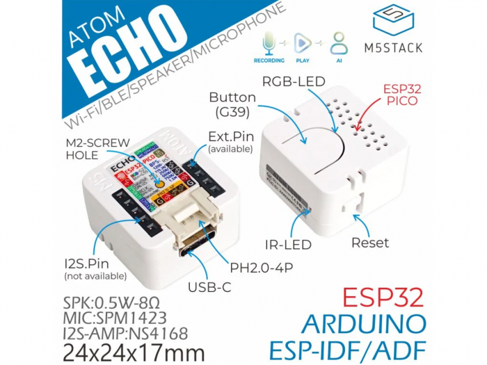 M5Stack ATOM Echo Smart Speaker Development Kit @ electrokit (2 av 4)