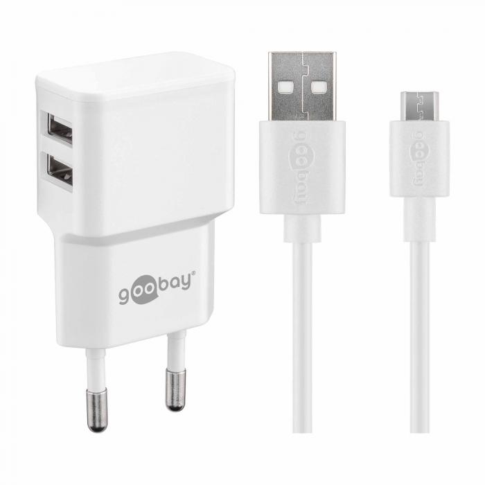 Micro-USB Charger set 12W 2.4A white @ electrokit (1 of 4)