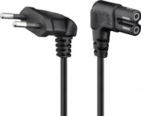 Power cord CEE7/16 angled to C7 angled 1.5m black @ electrokit