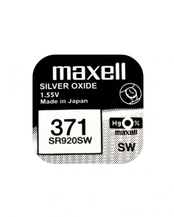 Knappcellsbatteri silveroxid 371 SR920 Maxell @ electrokit (1 av 2)